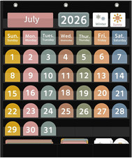 Large Boho Calendar Pocket Chart with 96 Cards for Classroom, Size:32.25 X 24.12