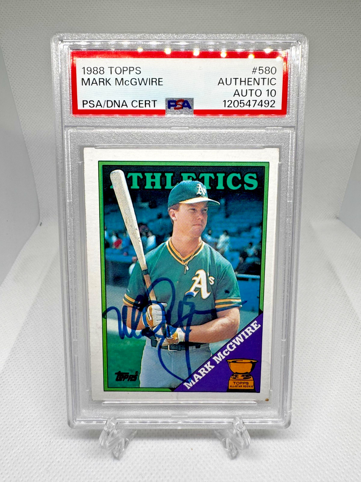 1988 Topps All-Star Rookie Mark McGwire #580 Autograph PSA 10 Authentic 