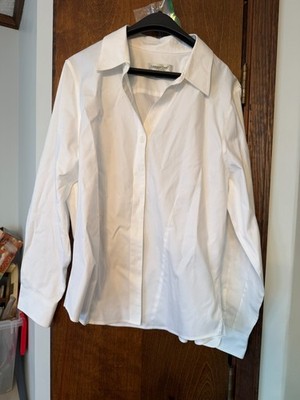 Coldwater Creek Women's Top Blouse XL White No Iron Wrinkle Resistant Cotton