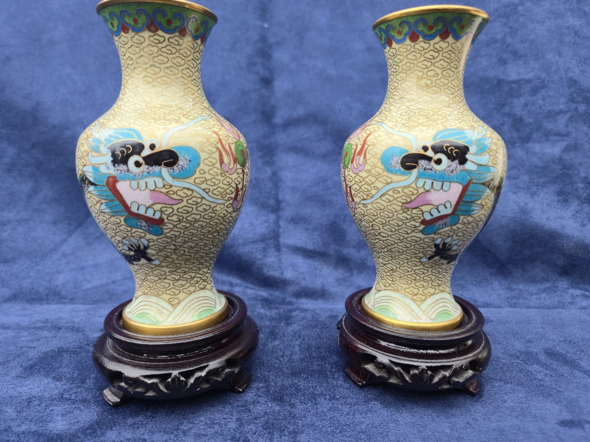 亚洲古董景泰蓝龙在中国古董花瓶| eBay