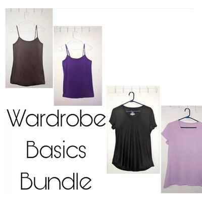 Wardrobe Basics: Set of 2 Women's Casual Tees and 2 Camisoles Bundle, Size Large