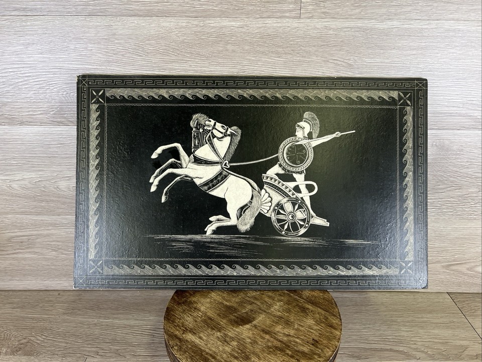 Vintage Greek Horse & Chariot Embossed Wall Art Handmade From Greece In 1950s