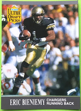 1991 Fleer Ultra #280 Eric BIENIEMY (ROOKIE) Football Card (San Diego Chargers). rookie card picture