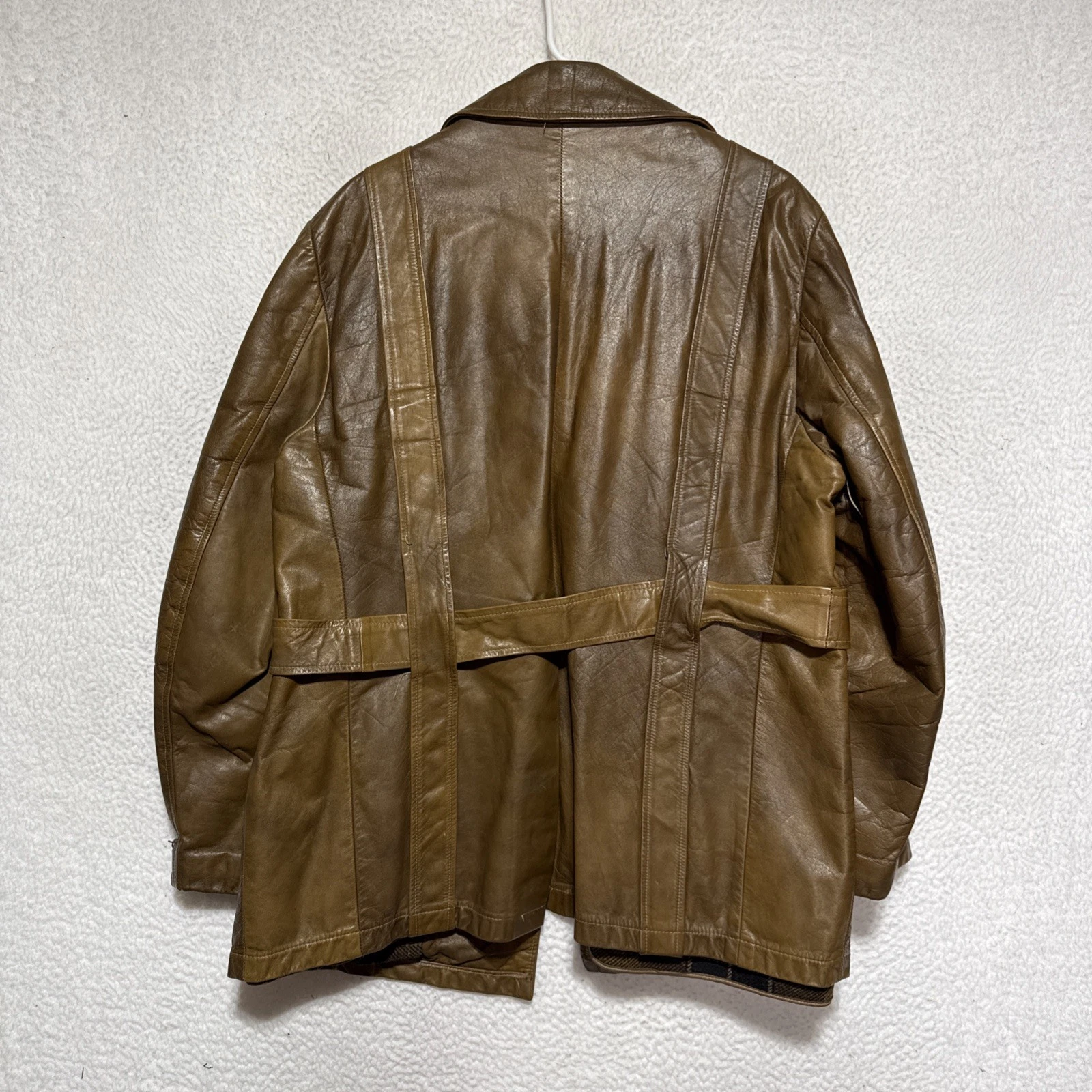 VTG 70s Leathers Ltd by Campus Brown Leather Barnstormer Jacket Belted Men’s L - product detail image 11