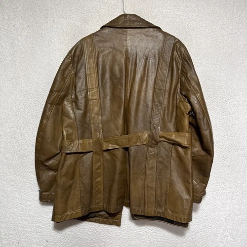 VTG 70s Leathers Ltd by Campus Brown Leather Barnstormer Jacket Belted Men’s L image 11