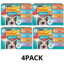 4PACK Friskies Gravy Tasty Treasures Prime Filets, Wet Cat Food, 5.5 oz 24Can