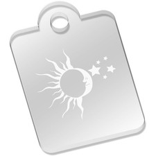 'Sun Moon Stars' Laser-Engraved Clear Acrylic Keyring / Keychain AK013133 
