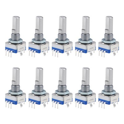 10 x 360 Degree Rotary Encoder Code Switch Digital EC11 7 Pins 20mm D-Shaft
