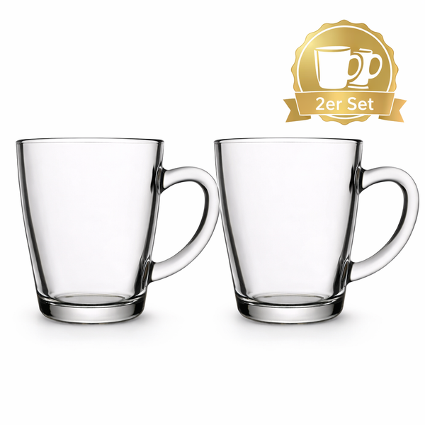 TeegläSer Mit Henkel KaffeegläSer Glasbecher GlüHwein Henkelglas 2Er-Set 340Ml-image