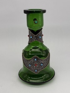 Hookah Vase Hookah Glass Handmade Zahrah Premium Base Green 11” Tall