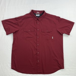Columbia Button Up Shirt XL Red Vented Lightweight Outdoor Fishing Camping