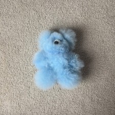 100 Sustainable Alpaca Fur Wuaman Blue Bear Plush Stuffed Animal 10 in