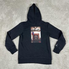 Jordan Hoodie Youth XL 13-15 Black Christmas Fireplace Graphic Fleece Pullover