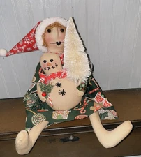 Primitive  Folk Art Doll Tree  SNOWMAN Christmas Decor