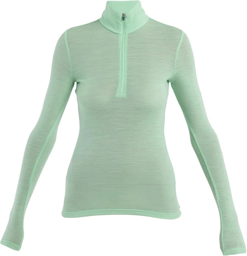 Icebreaker Women's Large 175 Merino Long Sleeve Shirt 1/4 Zip Mock Neck Green