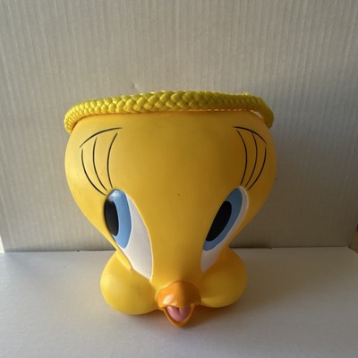 Applause Tweety Bird Looney Tunes Yellow Plastic Storage Container Vintage 1997