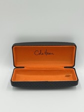COLE HAAN Eyeglass Case Brown Herringbone Weave Orange Felt Interior
