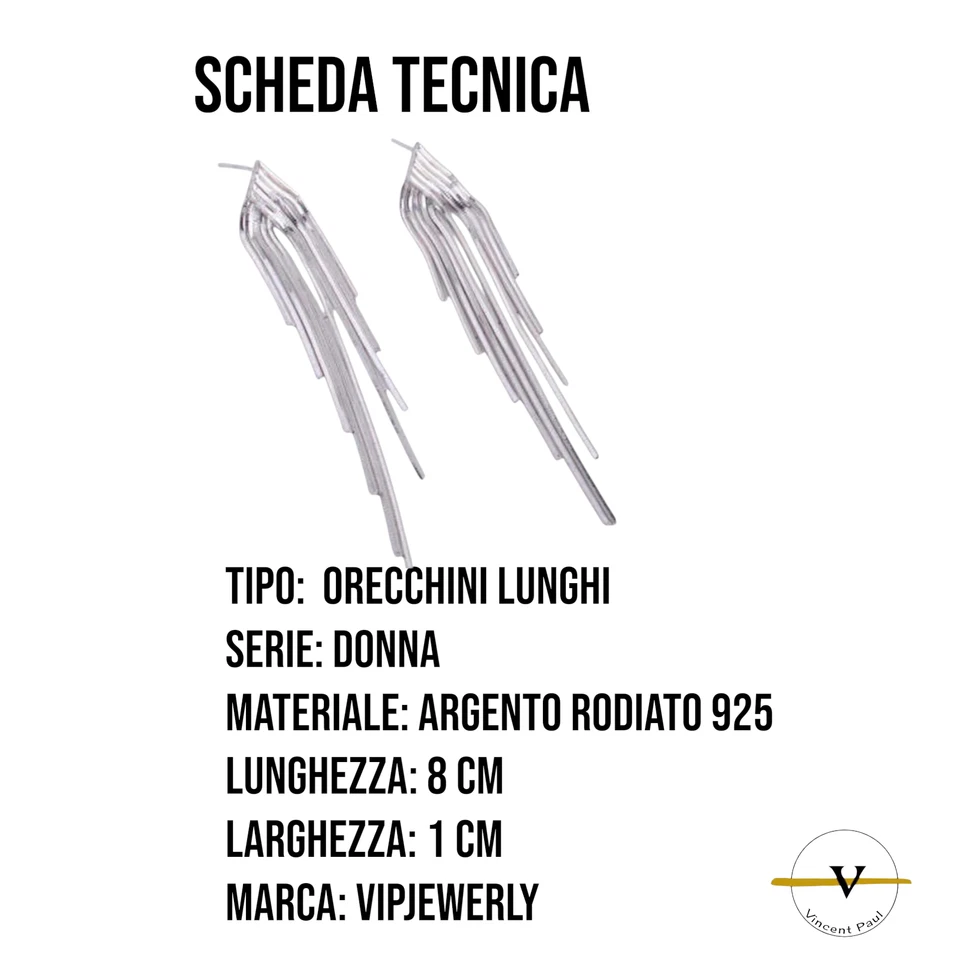 ORECCHINI DONNA PENDENTI IN ARGENTO 925 RODIATO RAGAZZA REGALO MODA LUNGHI - Immagine 4 di 4