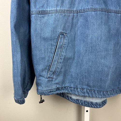 Red Label by Patriate Denim Mens L Jean Jacket Hoodie 1/4 Zip Pullover - Picture 3 of 8