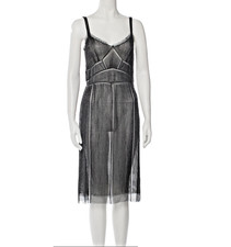 Mark Jacobs 100% Silk Black Beaded Dress Evening Cocktail US 4