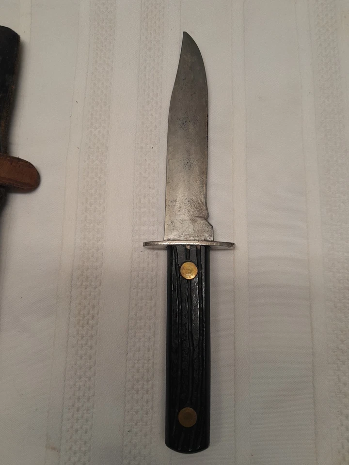 Cuchillo de caza de hoja fija Utica Sportsman de colección con funda de cuero Foto 3 de 4