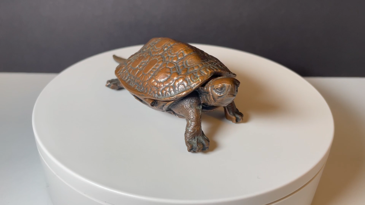 置物 trueiin Superior 1897 BRONZE TURTLE TRINKET BOX - Jennings Brothers