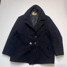 Cappotto vintage Schott Navy militare peggiorato lana nero stile 740N Pea 46