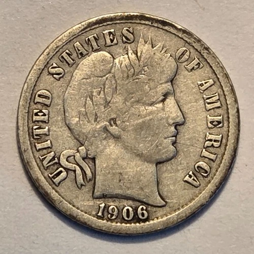 Photo of a 1906-P Barber Dime from an eBay listing that sold on Jul 21, 2026