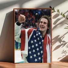 Jack Hughes USA Hockey 2026 Winter Olympics Gold Poster