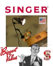 Singer Featherweight 222K Articulating Adjustable Desk Lamp Metal SLF-2 with Box