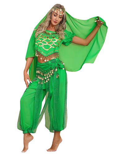 Damen Tanzbekleidung Laterne Kostüm Harem Outfit Cosplay Tanz Schal Bauch Sets - Bild 100 von 139