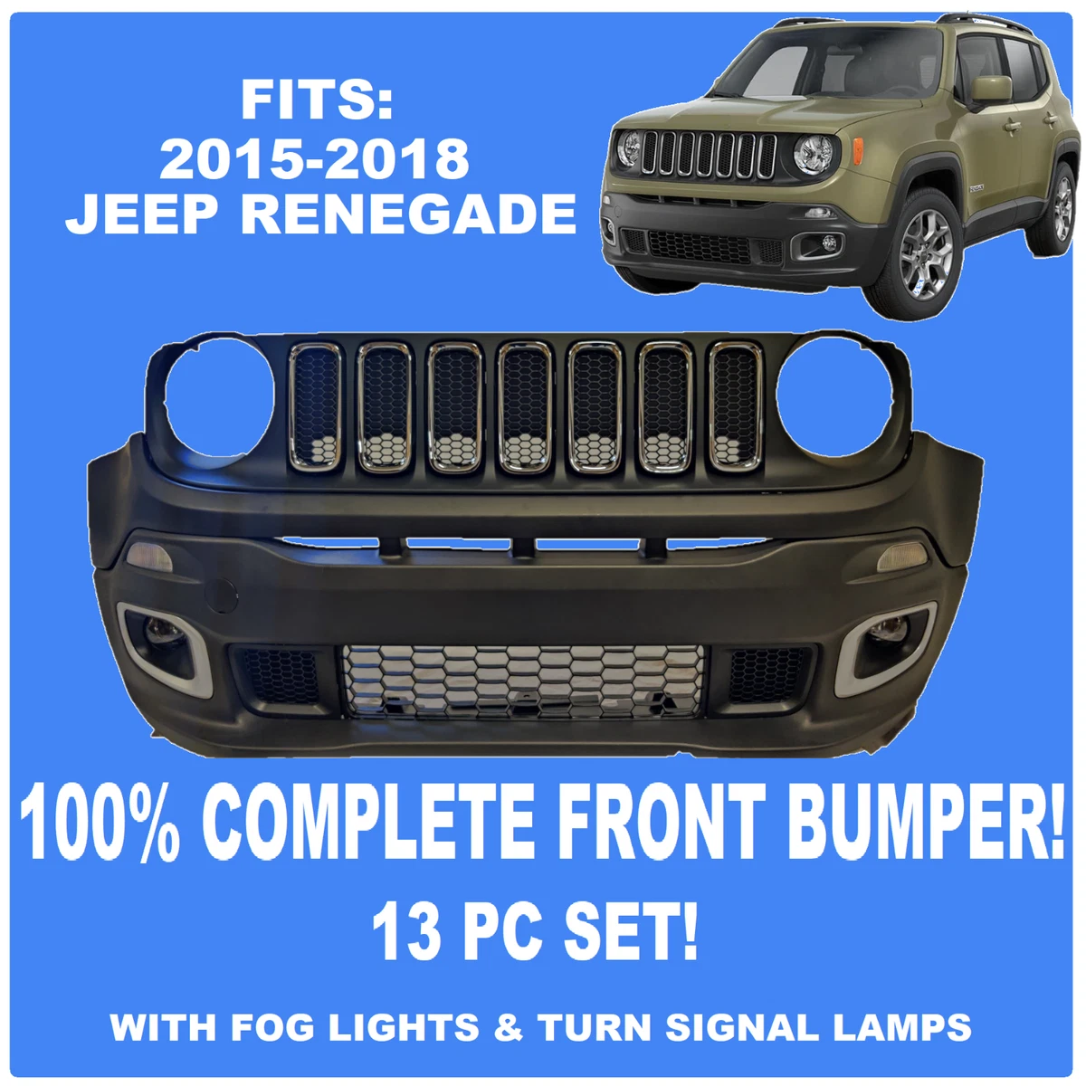 fits 2015 2016 2017 2018 jeep renegade front bumper cover eBay