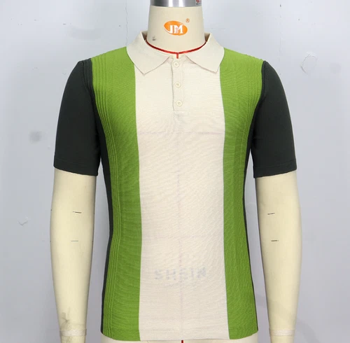 Men's Youth Fashion Multicolor Striped Turn Down Collar Casual T Shirt Tee 0545 - Foto 6 di 12