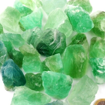 300 g Fluorit grün Rohsteine je 20 - 50 mm Wassersteine Edelsteine A - Qualität