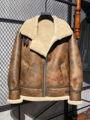 Men's Fur All-in-one Suit Jacket Sheep Fur Coat Genuine Leather