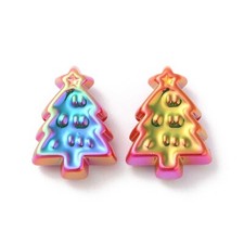 20x AB Color Christmas Tree Cute Tree Beads UV Plating Acrylic Xmas Tree Beads