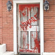 BEWARE Bloody Halloween Door Cover, Seasonal Hanging Decor Weatherproof 30x72