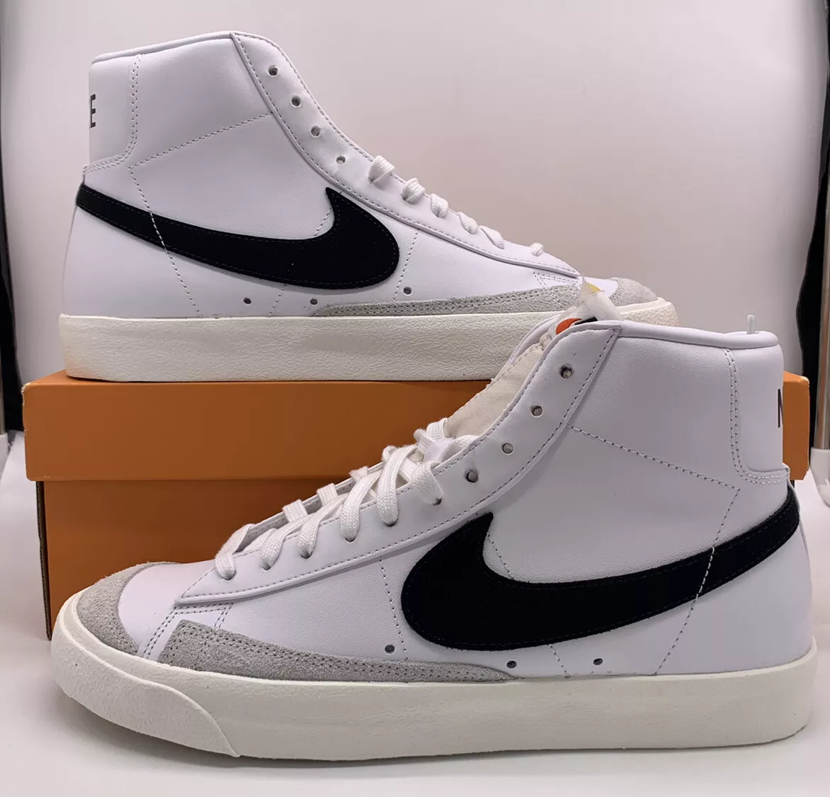 Normalt Orator vil gøre Nike Blazer Mid &#039;77 Vintage White Black Suede Sneakers BQ6806-100 Mens  Size | eBay