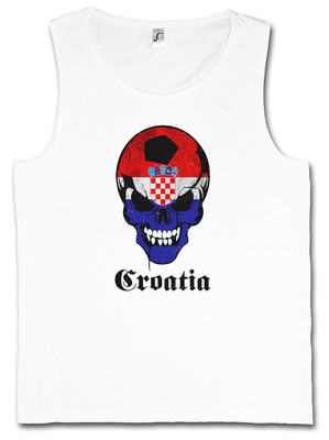 CROATIA FOOTBALL SOCCER SKULL TANK TOP VEST FITNESS Fußball Fan Hooligan Banner