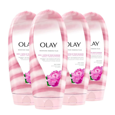 Moisture Ribbons plus Shea + Notes of Peony Blossom Body Wash, 18 Fl Oz (Pack...