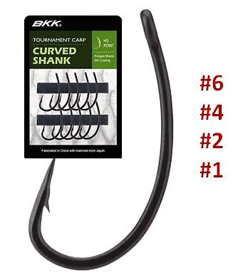 BKK CURVED SHANK 10er-Pack Karpfen Angelhaken Gr. 1 2 4 6 Carp Hook
