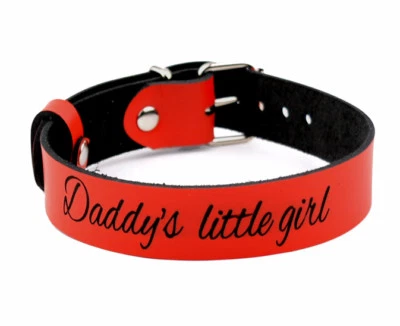 MERCY INDUSTRIES RED Beautiful Customizable Engraved 'DDLG' leather collar Master col25Rd
