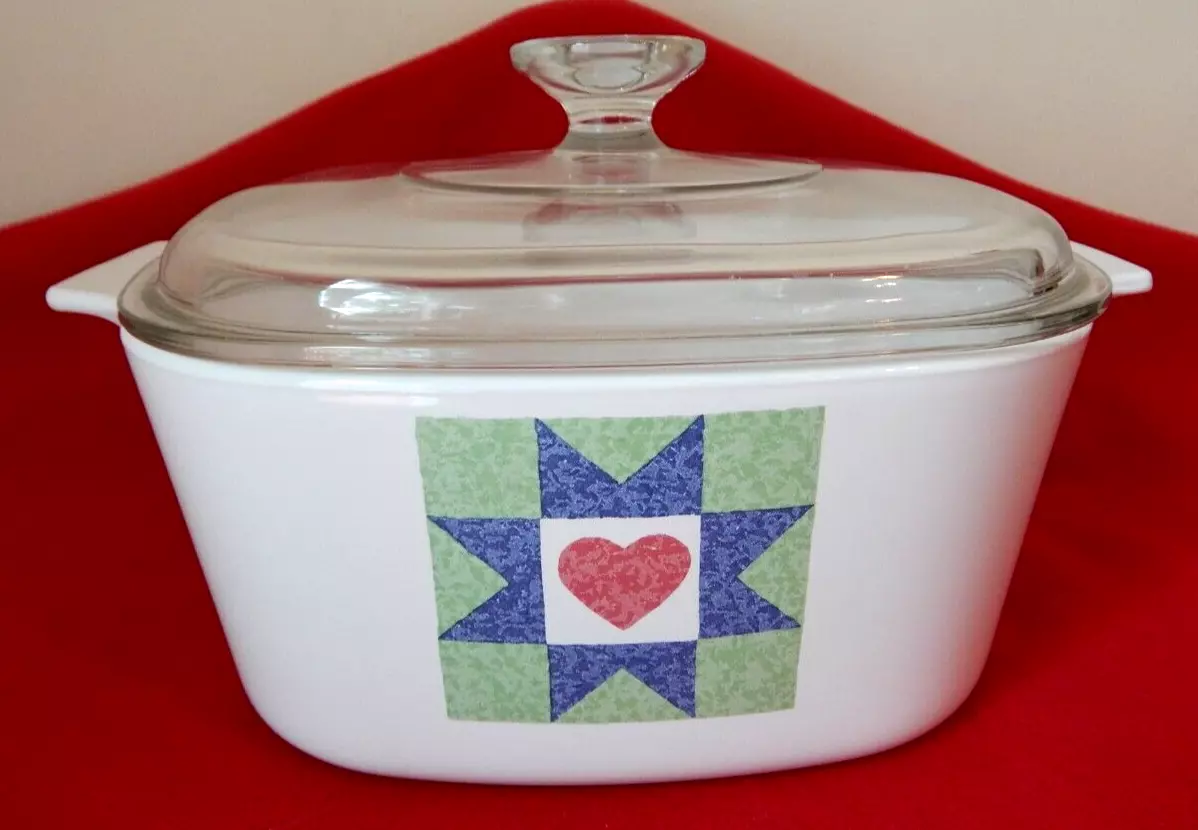 Corning Ware 3L Baking Casserole RARE Quilt Pattern Lid A 3 B Excellent Cond