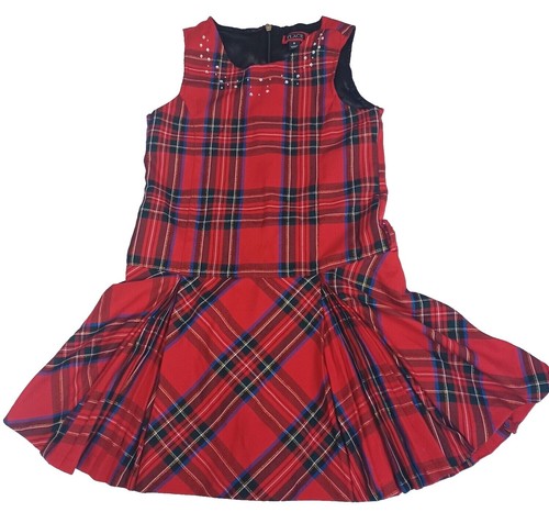 The Childrens Place Girls 5T Christmas Dress Party Holiday Red Black Plaid 