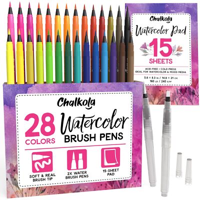 Rainbow Art Set: Watercolor Brush Pens for Lettering, Coloring, and 