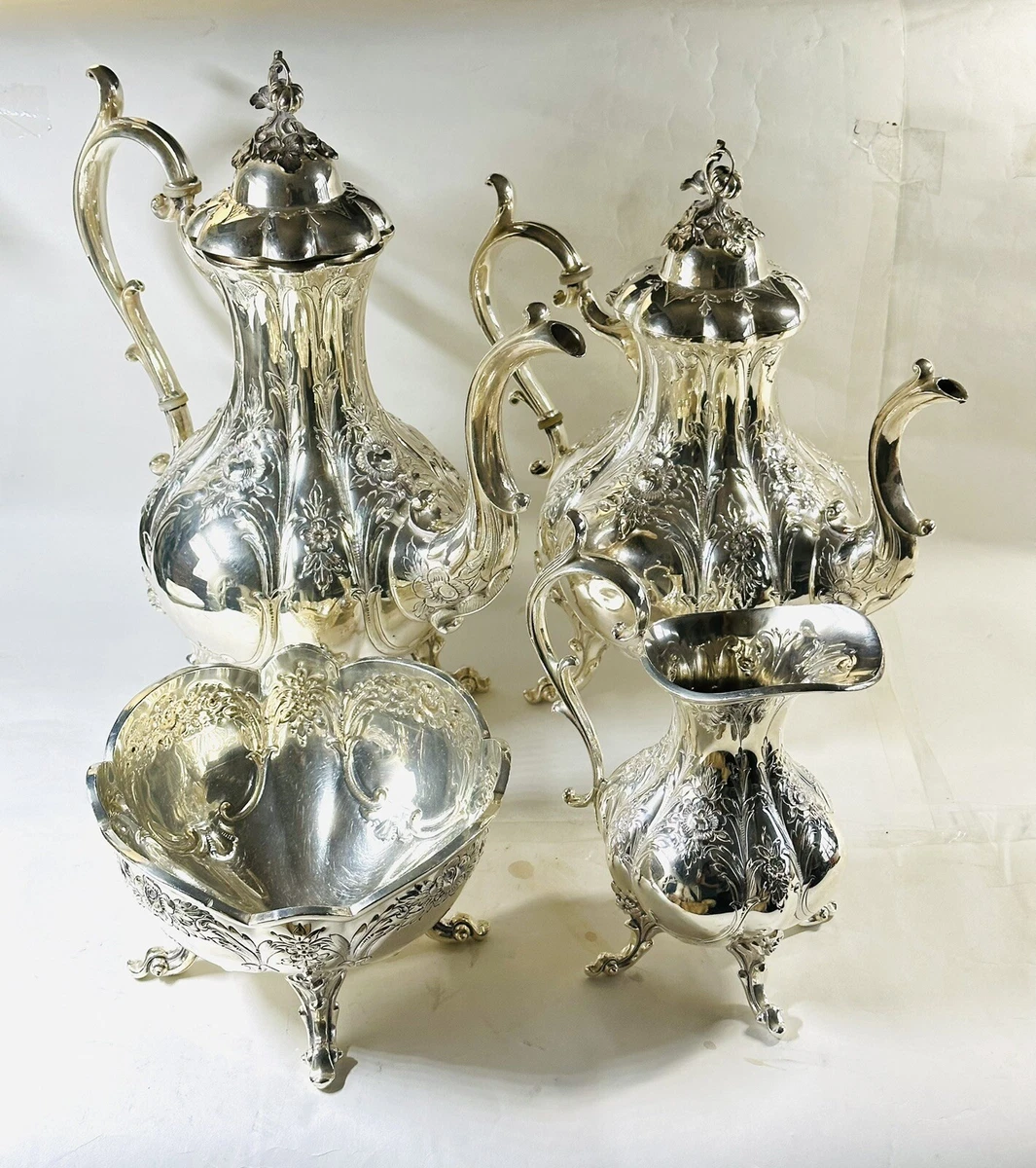 Reed & Barton Winthrop Antique US Silver-Plated Teapots, Coffee