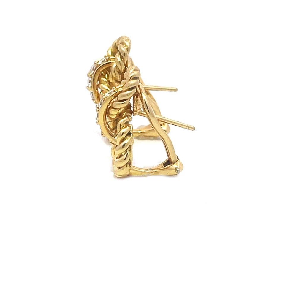Tiffany & Co. Diamond Gold Earrings Vintage 18k Yellow Knot Style - Image 3 of 4