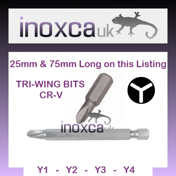 SUPPLIED BY: INOXCA UK TRI-WING BITS Y0 Y1 Y2 Y3 Y4 Y5 Y6 Y7 Y8 25mm & 75mm LONG