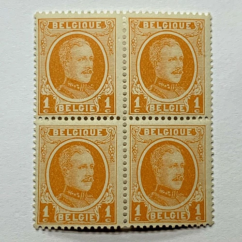 1922 BELGIUM MNH STAMPS #144 BLOCK OF FOUR KING ALBERT I - product listing photo