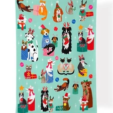 WerkShoppe Happy Holidays Festive Cats & Dogs 100% Cotton Tea Towel Multi-Color
